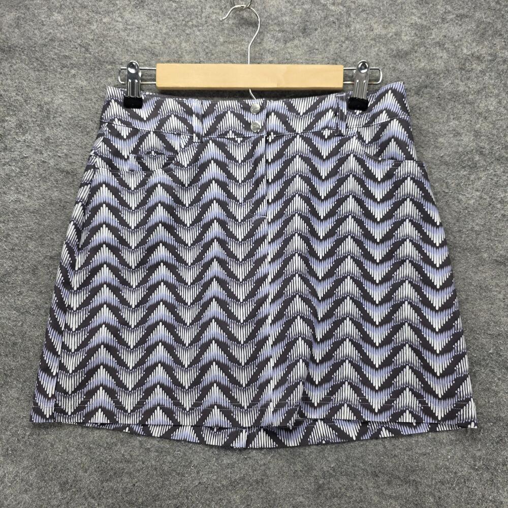 Slazenger Skort Womens 0 Gray Chevron Athletic Golf Stretch Lined Pockets Zip